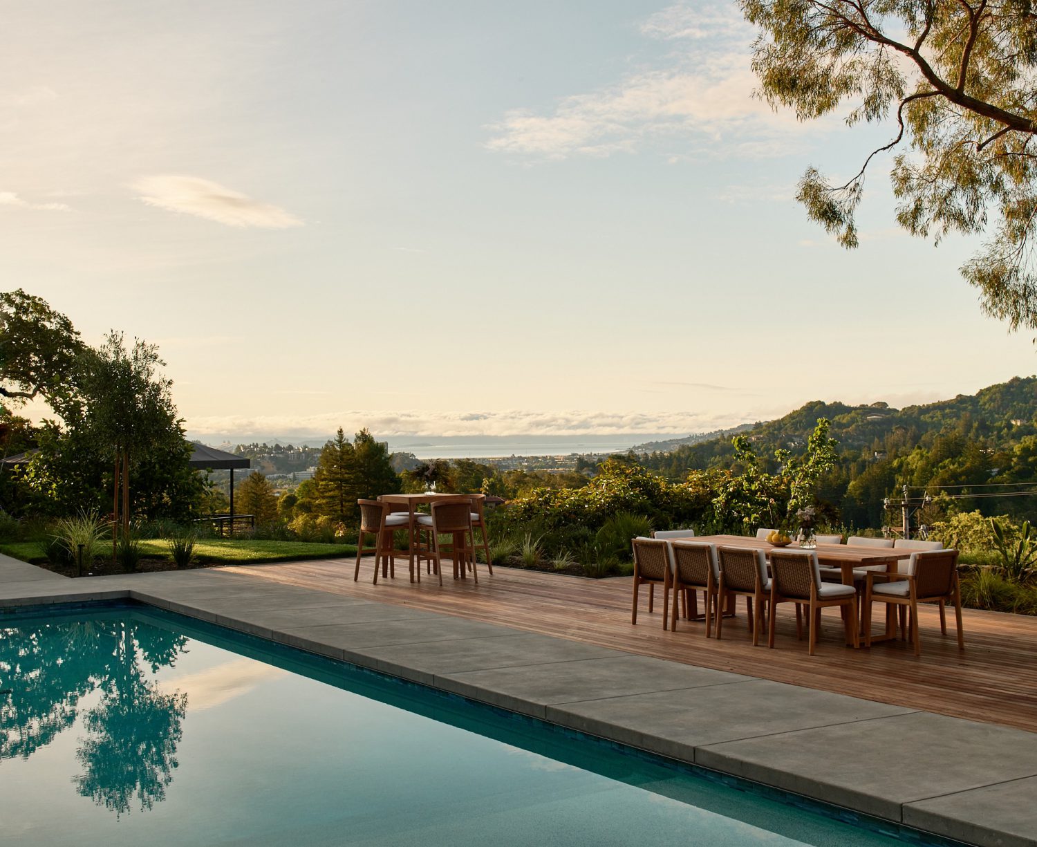 Marin County Kentfield Custom Home Ocean View Pool Deck