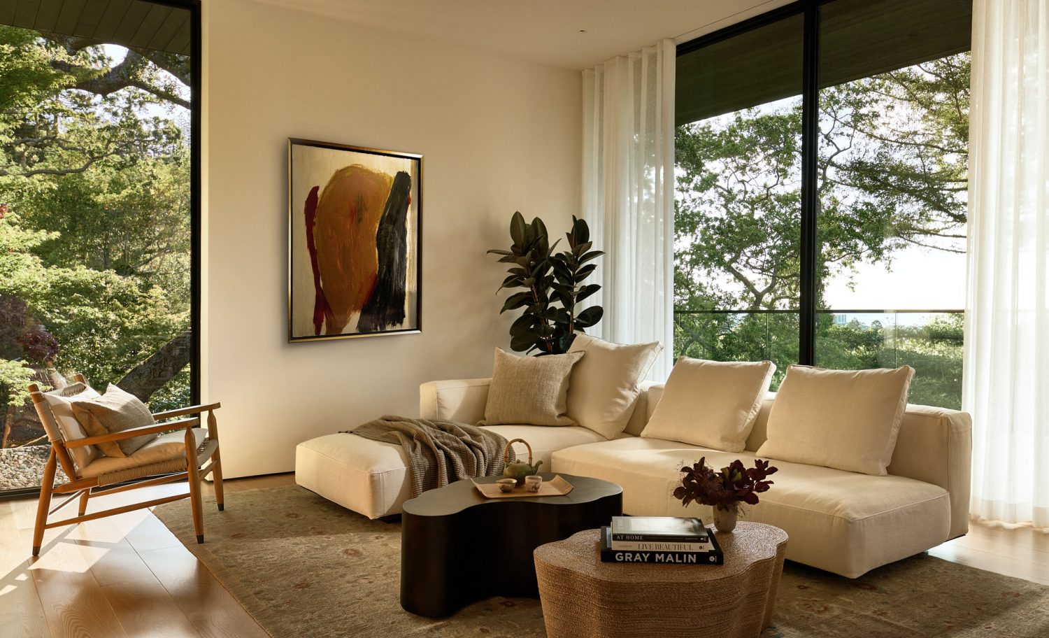 Marin County Kentfield Custom Home Living Room