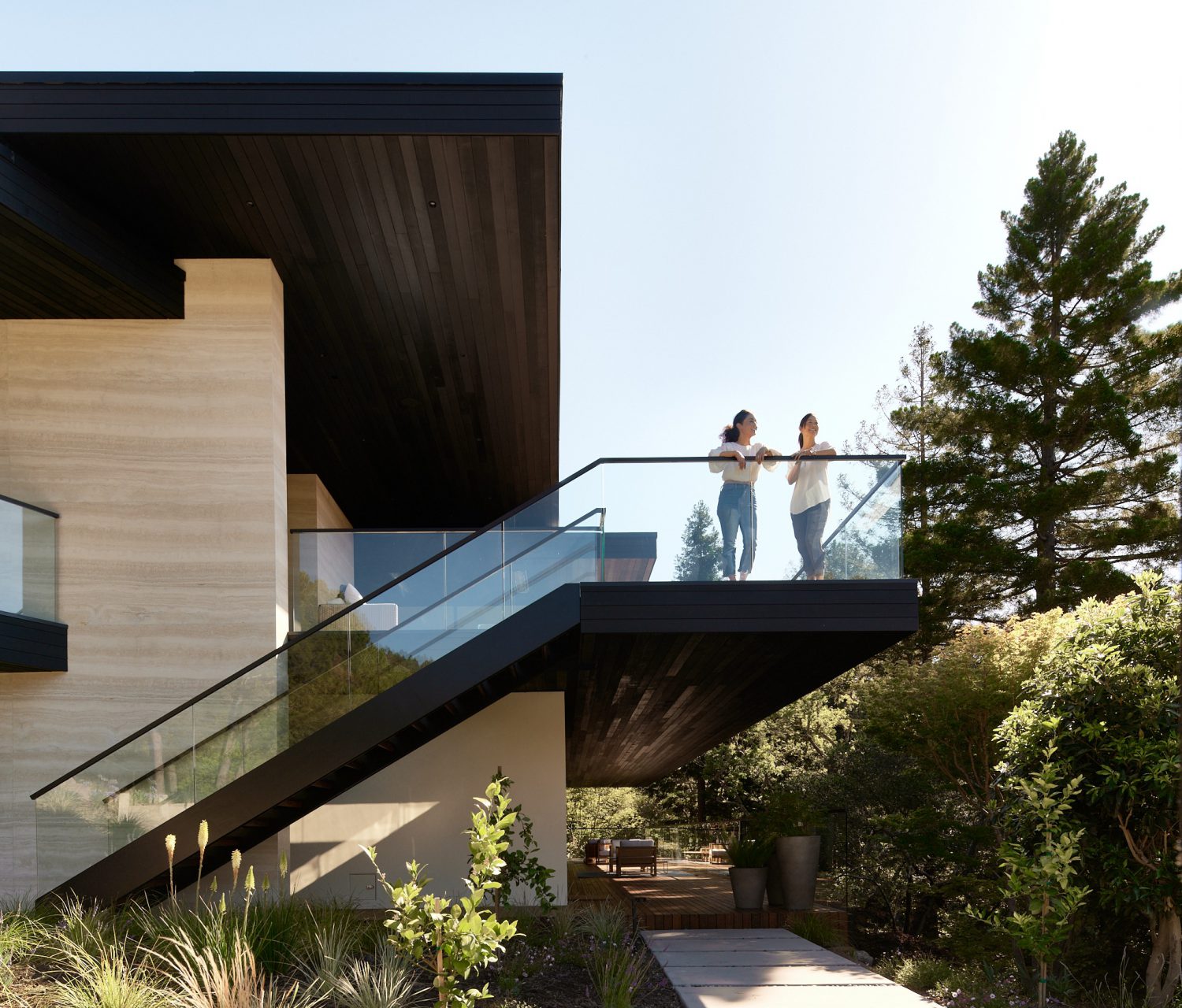 Marin County Kentfield Custom Home Outside Deck View