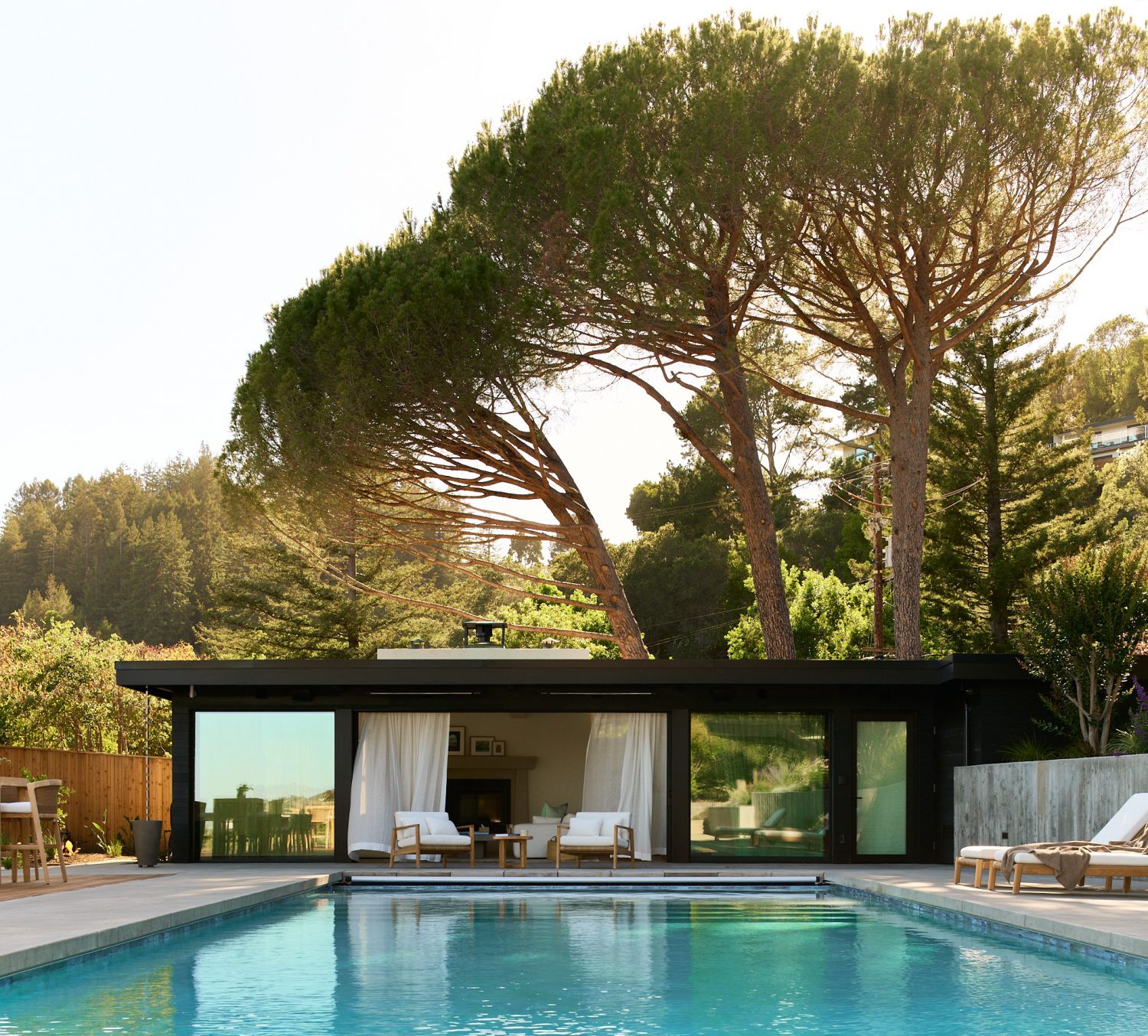 Marin County Kentfield Custom Home Afternoon Poolhouse